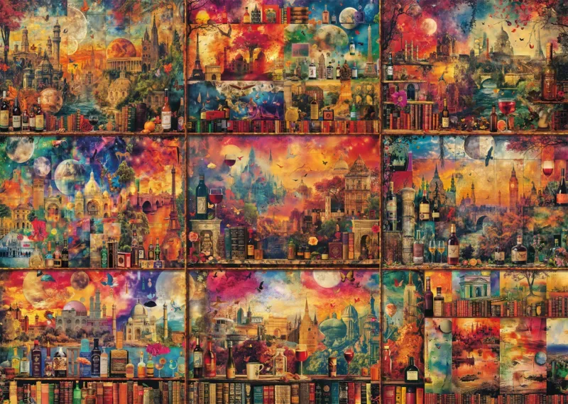 Puzzle Livres, Vins et Voyages - 2000 pièces van Schmidt Spiele – doos 1 van 2