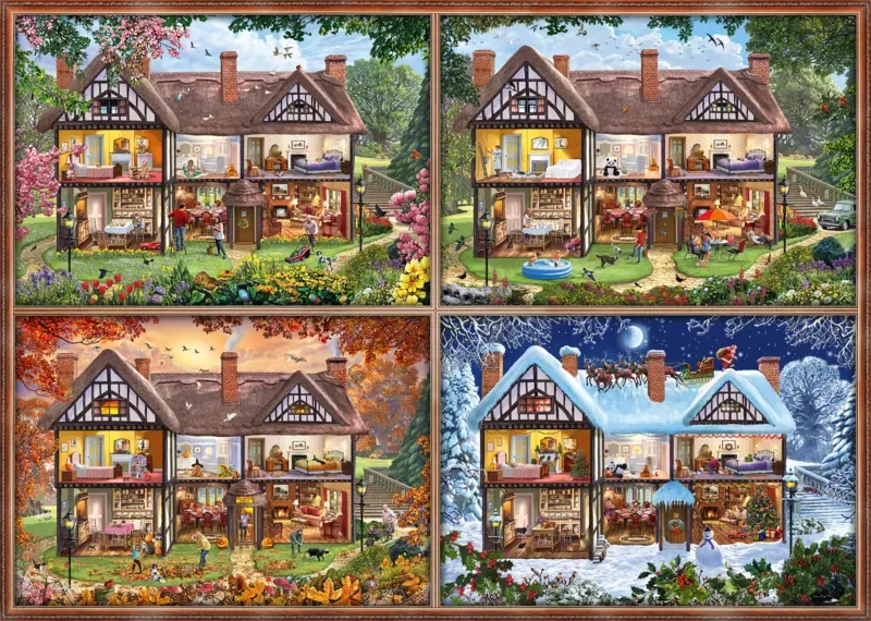 Puzzle Maison aux Différentes Saisons - 2000 pièces van Schmidt Spiele – doos