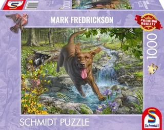 Puzzle Mark Fredrickson - Retriever au Printemps - 1000 pièces de Schmidt Spiele – boîte 2 sur 2
