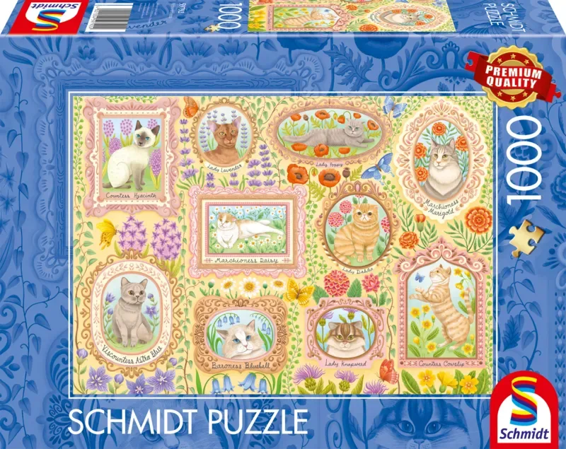 Puzzle Nobles Chats Parmi les Fleurs - 1000 pièces de Schmidt Spiele – boîte 2 sur 2