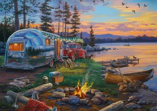 Puzzle Place de Camping Idyllique - 1000 pièces van Schmidt Spiele – doos 1 van 2