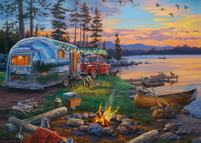 Puzzle Place de Camping Idyllique - 1000 pièces van Schmidt Spiele – doos 1 van 2