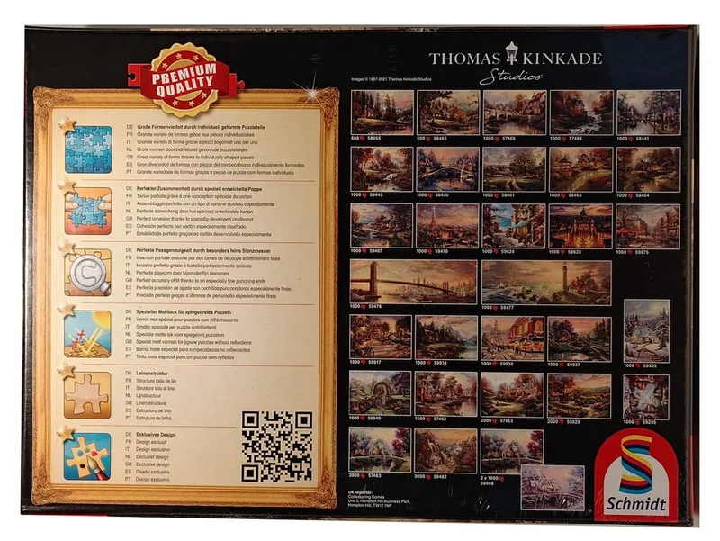Puzzle Schmidt 58463 Puzzle-Set Thomas Kinkade Haus am Brunnen 1000 Teile, 1000 Puzzleteile de Schmidt Spiele, édition Multicolore – boîte 2 sur 2