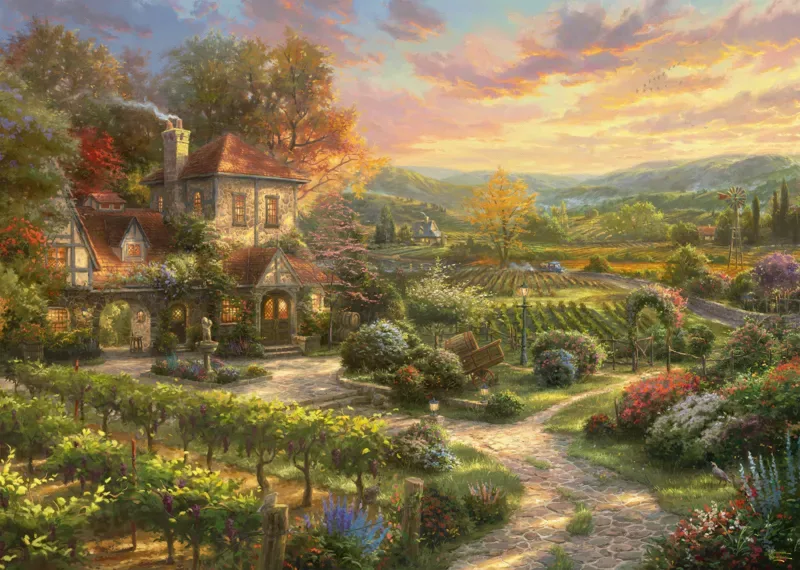 Puzzle Thomas Kinkade - Dans le Vignoble - 2000 pièces de Schmidt Spiele – boîte 1 sur 2