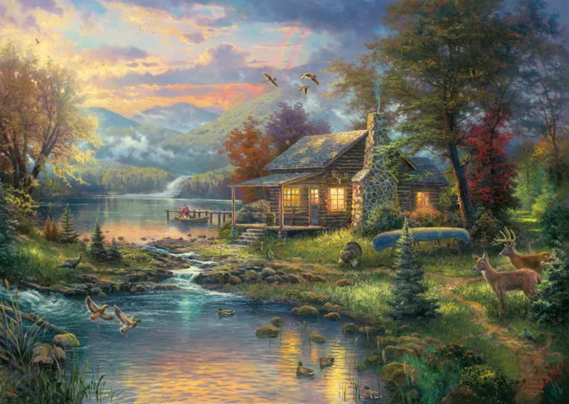 Puzzle Thomas Kinkade, Paradis Naturel - 1000 pièces van Schmidt Spiele – doos 1 van 2