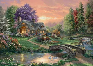 Puzzle Thomas Kinkade - Retraite Chérie - 1000 pièces van Schmidt Spiele – doos 1 van 2