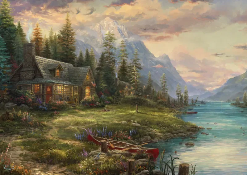 Puzzle Thomas Kinkade - Sortie de la Fête des Pères - 1000 pièces van Schmidt Spiele – doos 1 van 2