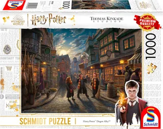 Puzzle Wizarding World, Harry Potter™ Diagon Alley von Thomas Kinkade, 1000 Puzzleteile, Made in Germany von Schmidt Spiele, Ausgabe Mehrfarbig – Schachtel 1 von 2