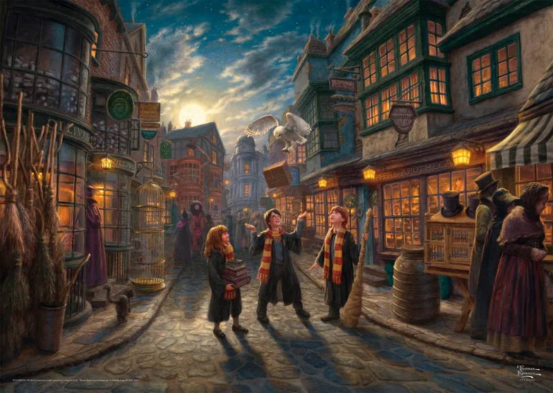 Puzzle Wizarding World, Harry Potter™ Diagon Alley von Thomas Kinkade, 1000 Puzzleteile, Made in Germany von Schmidt Spiele, Ausgabe Mehrfarbig – Schachtel 2 von 2