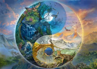 Puzzle Yin & Yang - Le Monde des Montagnes - 1000 pièces van Schmidt Spiele – doos 1 van 2