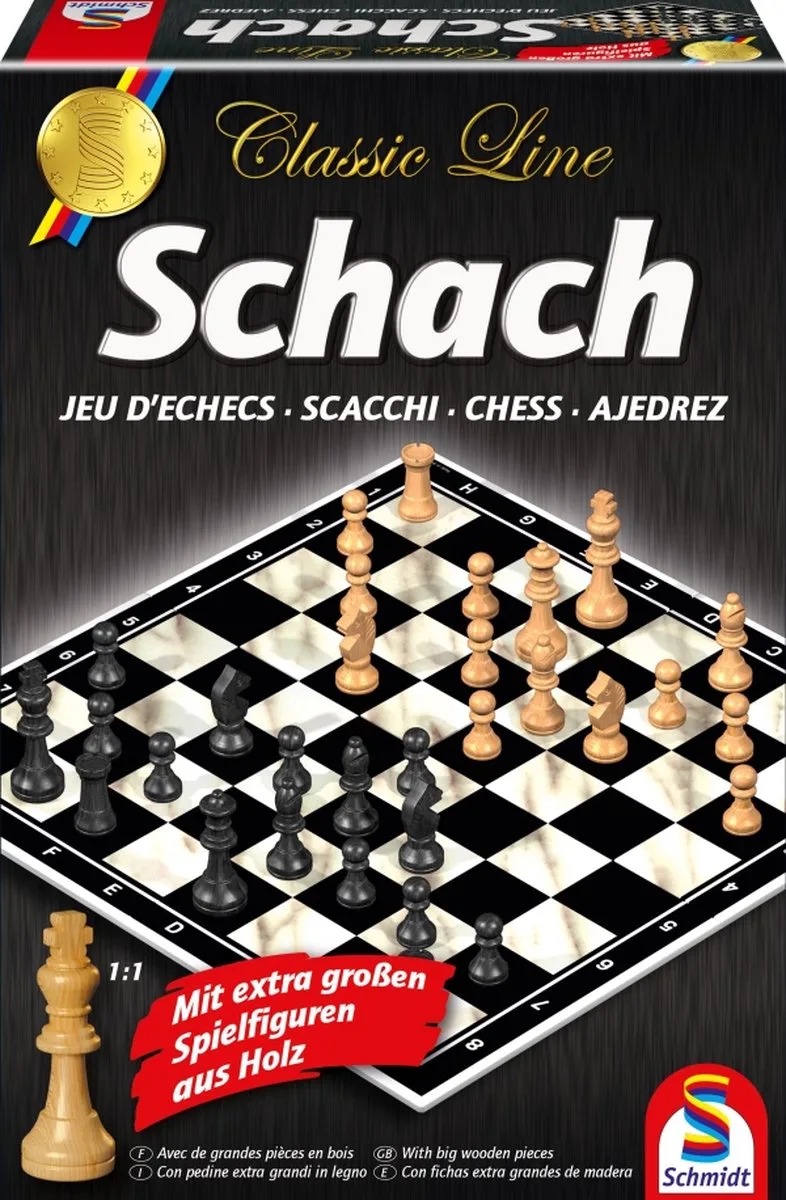 Schach / Schaken met extra grote speelstukken - Classic line - Bordspel - Strategieklassieker - 2 spelers - vanaf 6 jaar fra Schmidt Spiele – æske