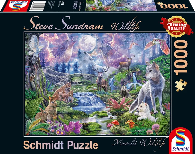 Schmidt 1000 stukjes puzzel Dieren - wolf / konijn / hert / tijger van Schmidt Spiele, editie Transparant – doos