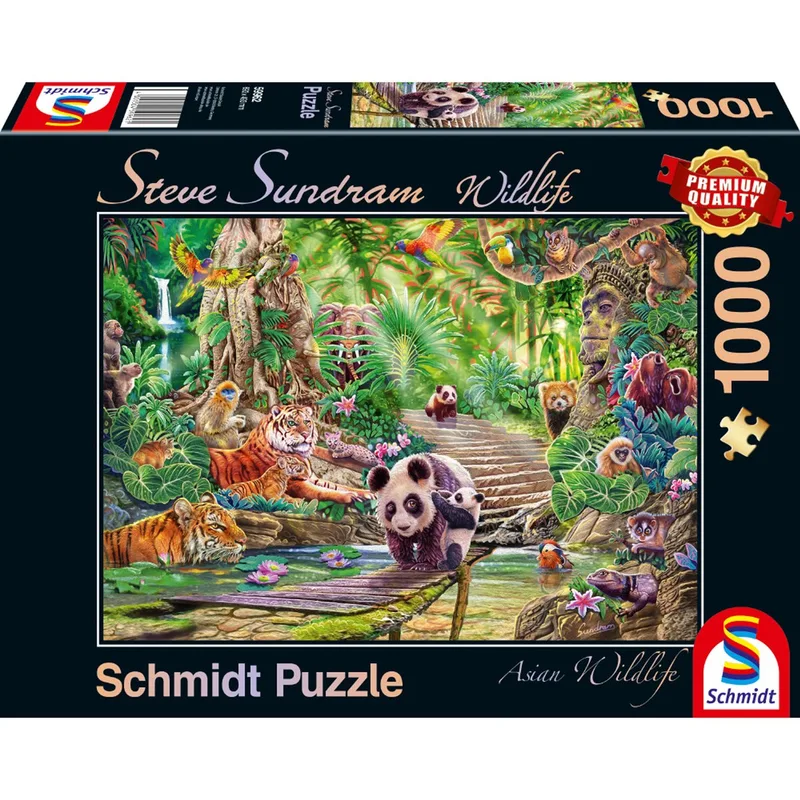 Schmidt 1000 stukjes puzzel - Premium Quality - Asia Wildlife - olifant / tijger / panda van Schmidt Spiele, editie Meerkleurig – doos