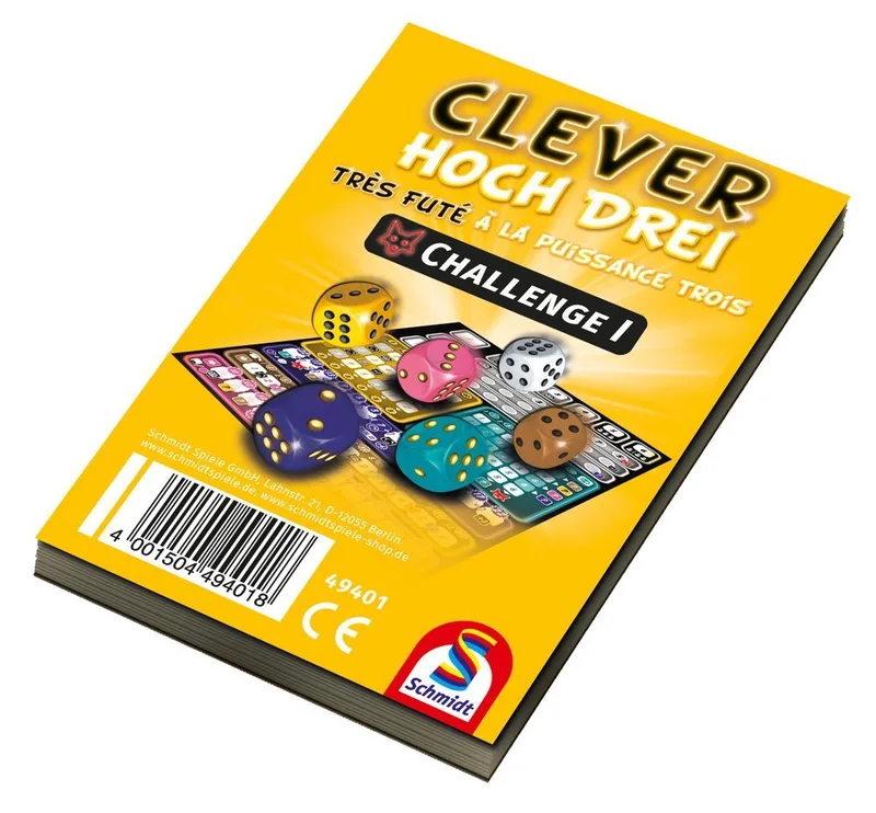 Spiel 1 Schmidt Spiele Zusatzblock Clever hoch Drei! Challenge I 49401 fra Schmidt Spiele – æske
