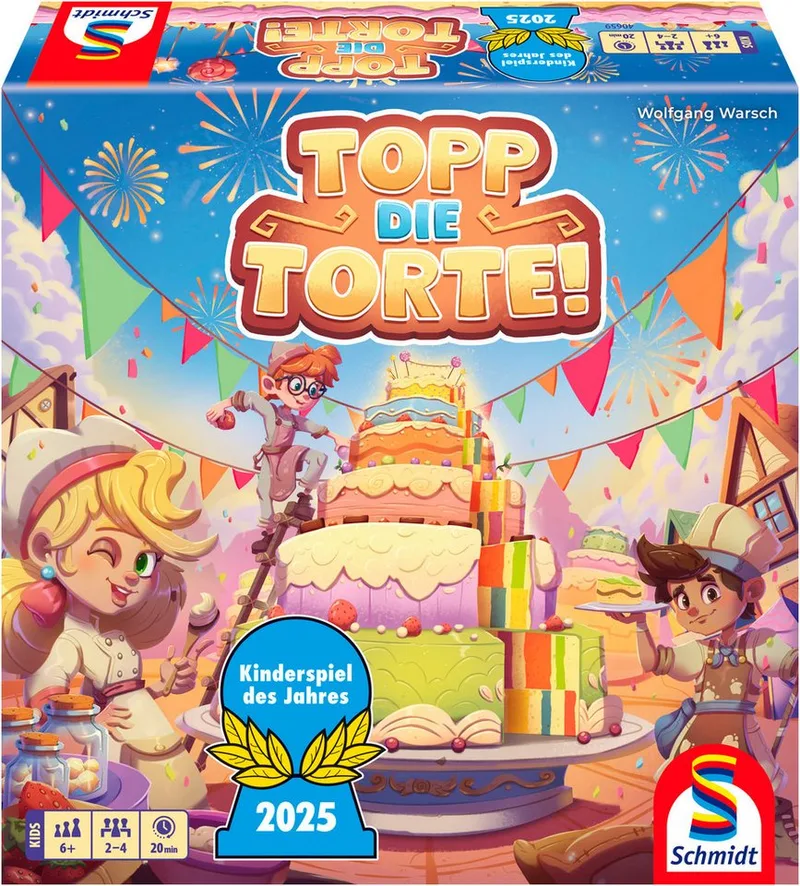Spiel Topp die Torte, Kinderspiel des Jahres 2025, Made in Germany from Schmidt Spiele, Bunt edition – box
