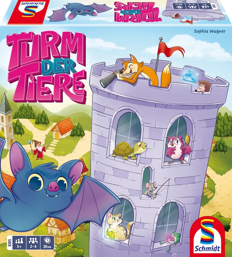 Spiel Turm der Tiere, Kinderspiel de Schmidt Spiele, édition Bunt – boîte