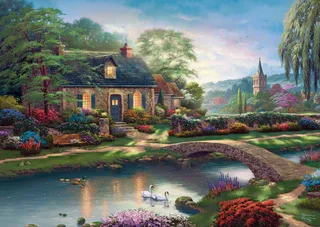 Thomas Kinkade - Stoney Creek Cottage - 1000 stukjes - Legpuzzel van Schmidt Spiele, editie Meerkleurig – doos 2 van 2