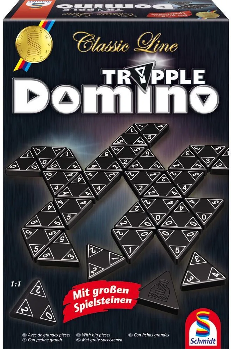 Tripple Domino - Classic Line - Bordspel - Strategisch dominospel met driehoekige stenen - vanaf 6 jaar - 1-4 spelers fra Schmidt Spiele – æske