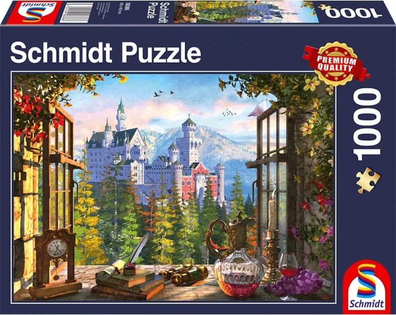 Uitzicht op het sprookjeskasteel, 1000 stukjes - Puzzel - 12+ van Schmidt Spiele, editie Meerkleurig – doos