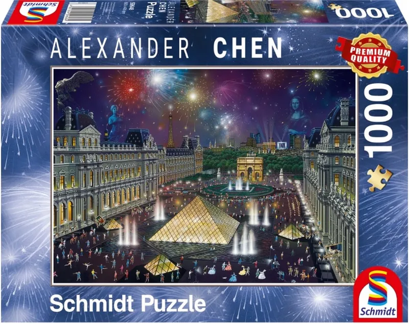 Vuurwerk bij het Louvre, 1000 stukjes Puzzel de Schmidt Spiele, édition Multicolore – boîte