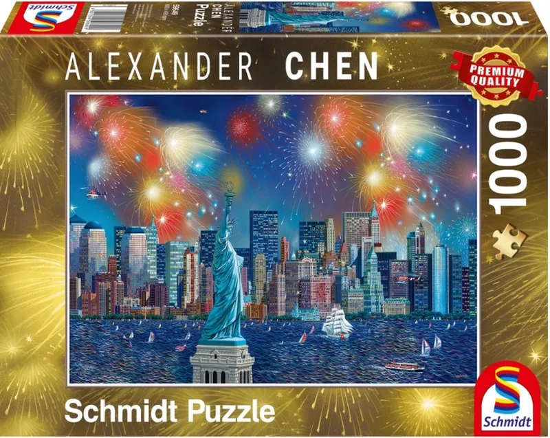 Vuurwerk bij het Vrijheidsbeeld, 1000 stukjes Puzzel from Schmidt Spiele, Multicolour edition – box