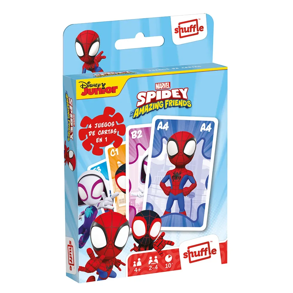 Disney 4-i-1 Spidey Fournier Kortspel från Shuffle – kartong