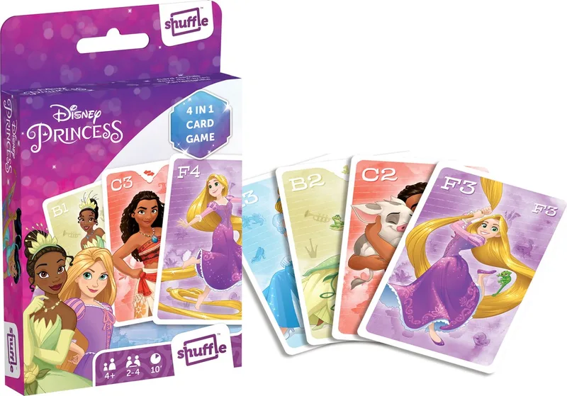 Disney Princess - 4-in-1 Kaartspellen (Kwartet, memo, snap, actiespel) de Shuffle – boîte