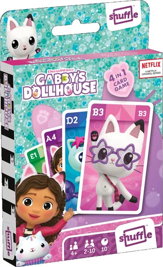 Gabby's Poppenhuis 4 in 1 Kaartspellen (Kwartet, memo, snap från Shuffle – kartong 1 av 4