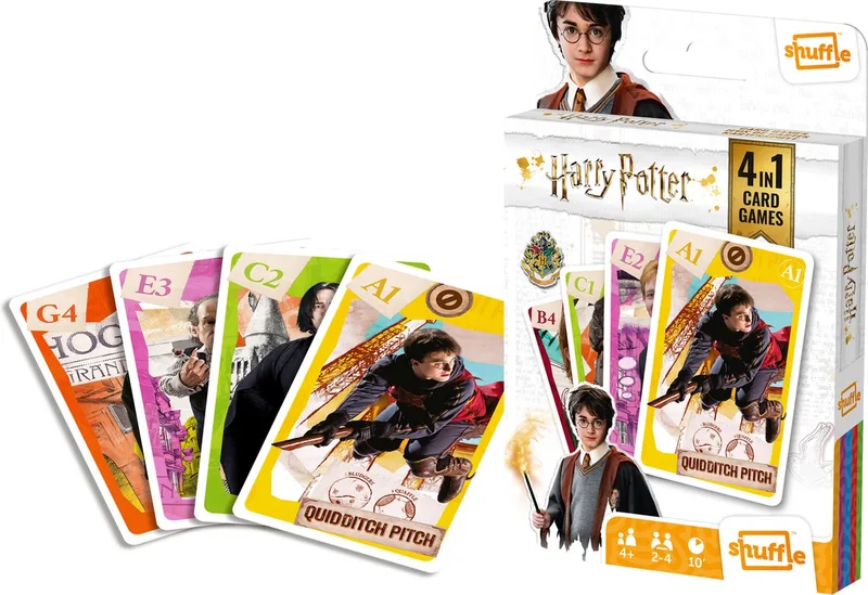 Harry Potter - 4-in-1 Kaartspellen (Kwartet, memo, snap, actiespel) de Shuffle – boîte