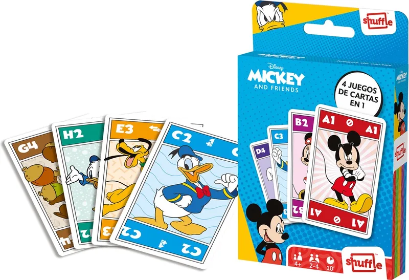 Kaartspellen Mickey & Friends - 4 in 1 (Kwartet, memo, snap, actiespel) de Shuffle – boîte