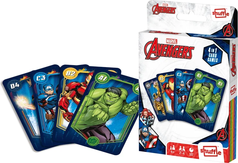 Marvel Avengers - 4-in-1 Kaartspellen (Kwartet, memo, snap from Shuffle – box 1 of 2