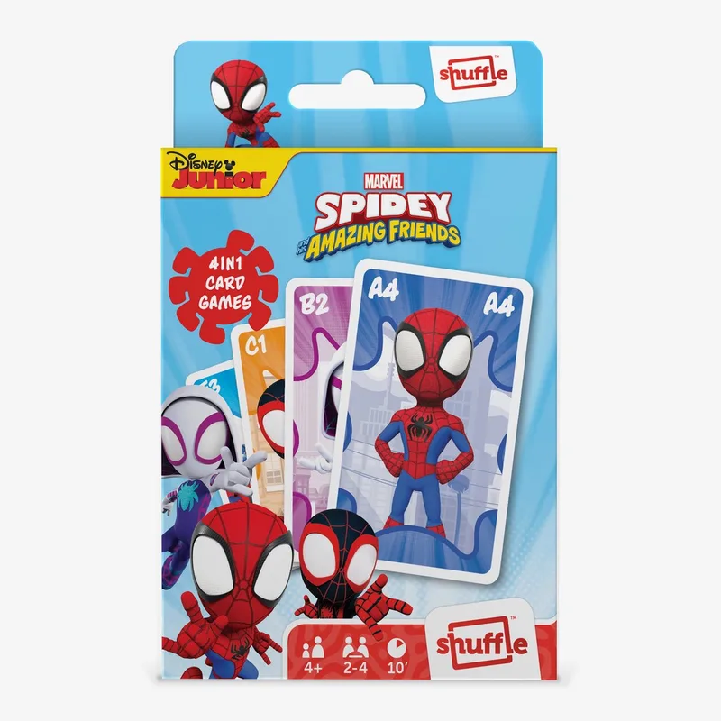 Spidey & His Amazing Friends - 4-in-1 Kaartspellen (Kwartet, memo, snap, actiespel) de Shuffle – boîte