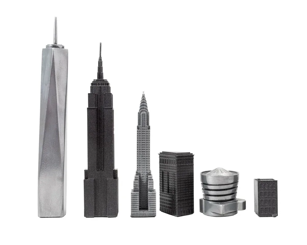 Skyline Premium Metalen Schaakstukken - New York-editie de Skyline Chess – boîte