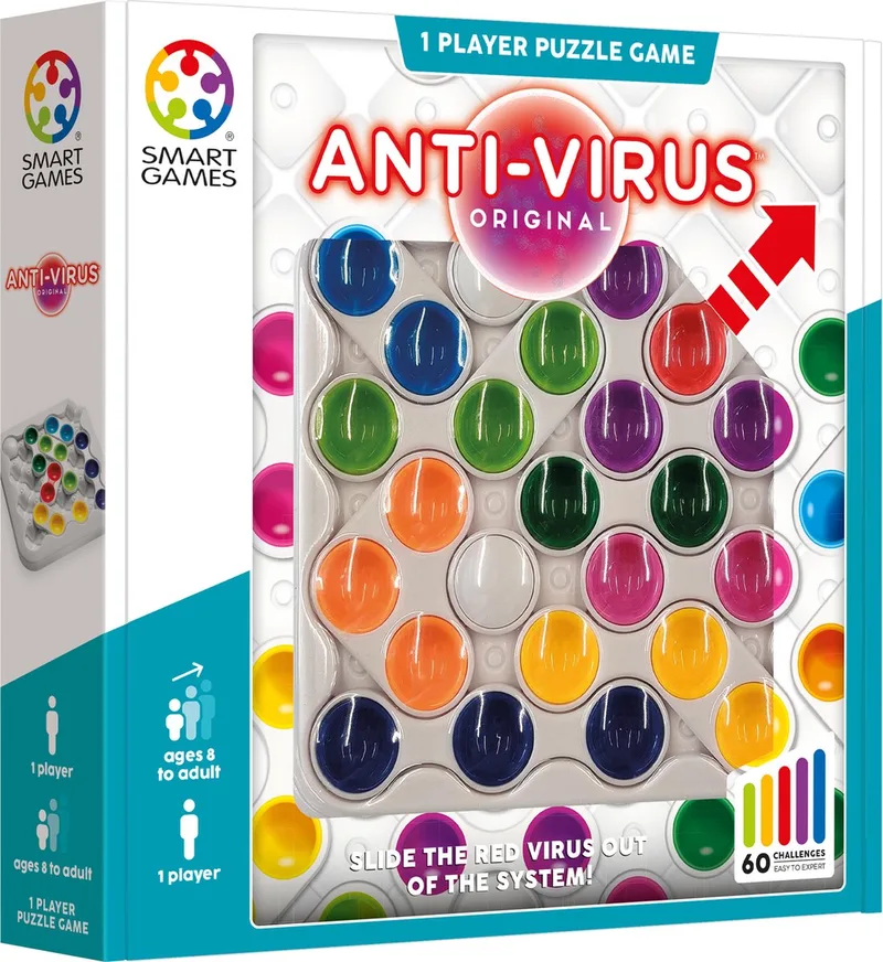 Anti-Virus Original - Educatieve Schuifpuzzel - Denkspel met 60 Uitdagingen - Solospel voor Kinderen - Vanaf 7 Jaar von SmartGames – Schachtel