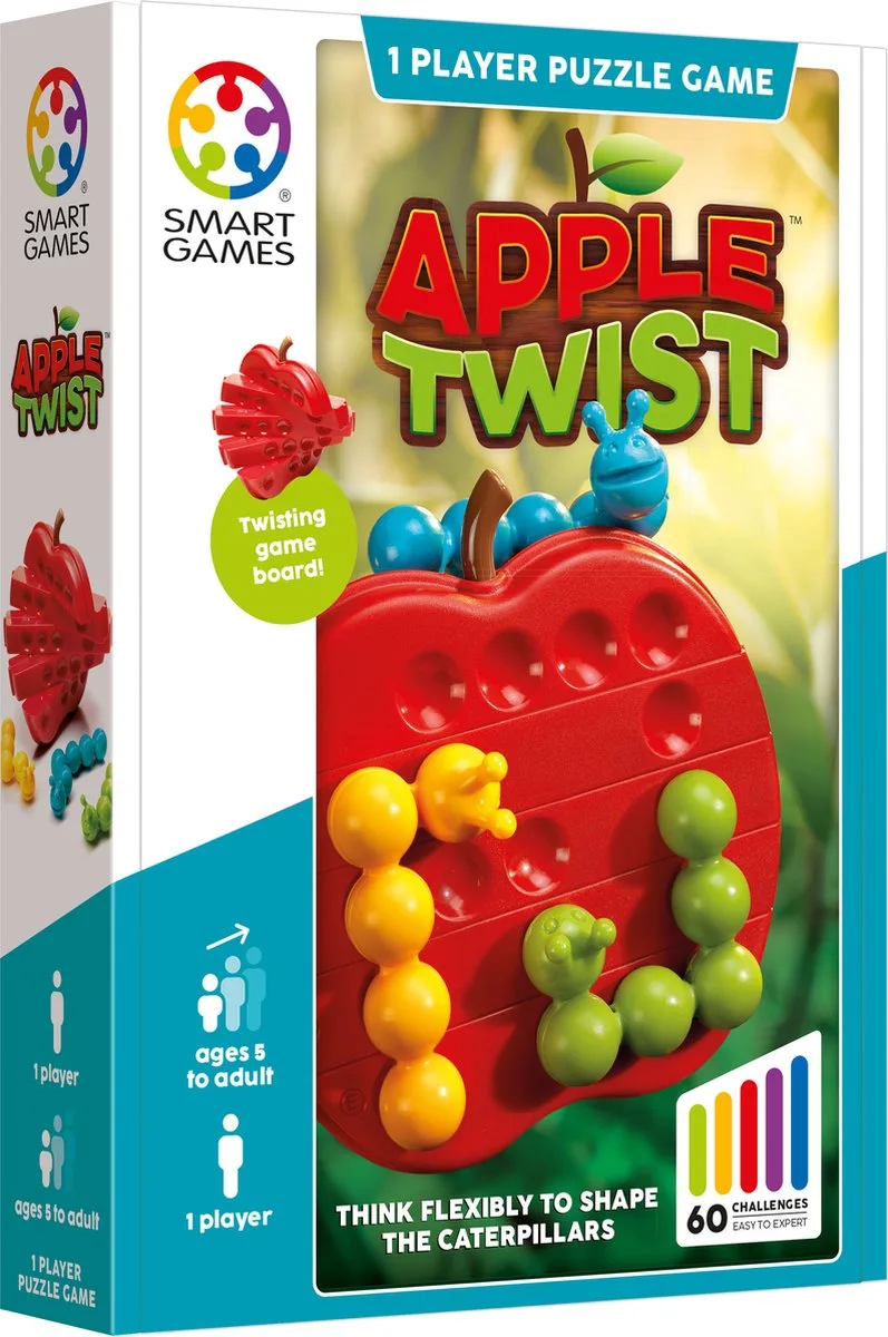 Apple Twist - Roteerbaar Denkspel - 60 Kronkelige Uitdagingen - Flexibele Breinbreker & Solospel - Vanaf 5 Jaar van SmartGames – doos