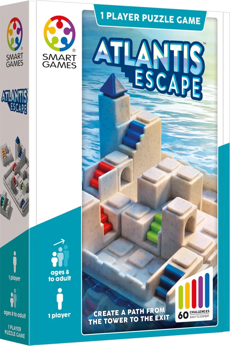 Atlantis Escape - Compact 3D Denkspel - 60 Mythische Uitdagingen - Reisspel & Solospel - Vanaf 7 Jaar van SmartGames – doos