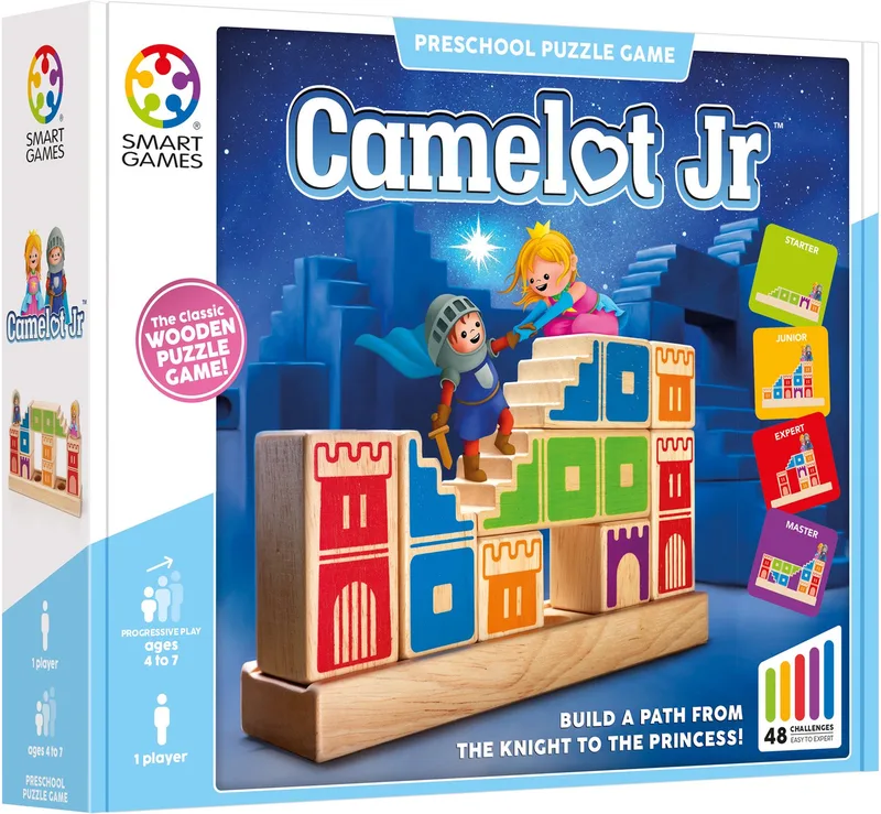 Camelot JR. - Houten Logisch Denkspel - 48 Opdrachten - Ruimtelijk Inzicht - Educatief Solospel - Vanaf 4 Jaar from SmartGames – box