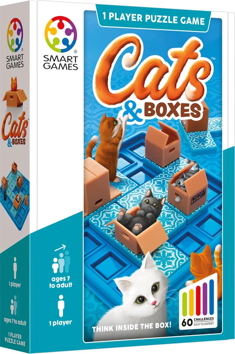 Cats & Boxes - Logisch Denkspel - 60 Poezelige Uitdagingen - Compact Solospel voor Kinderen & Volwassenen - Vanaf 7 Jaar from SmartGames – box