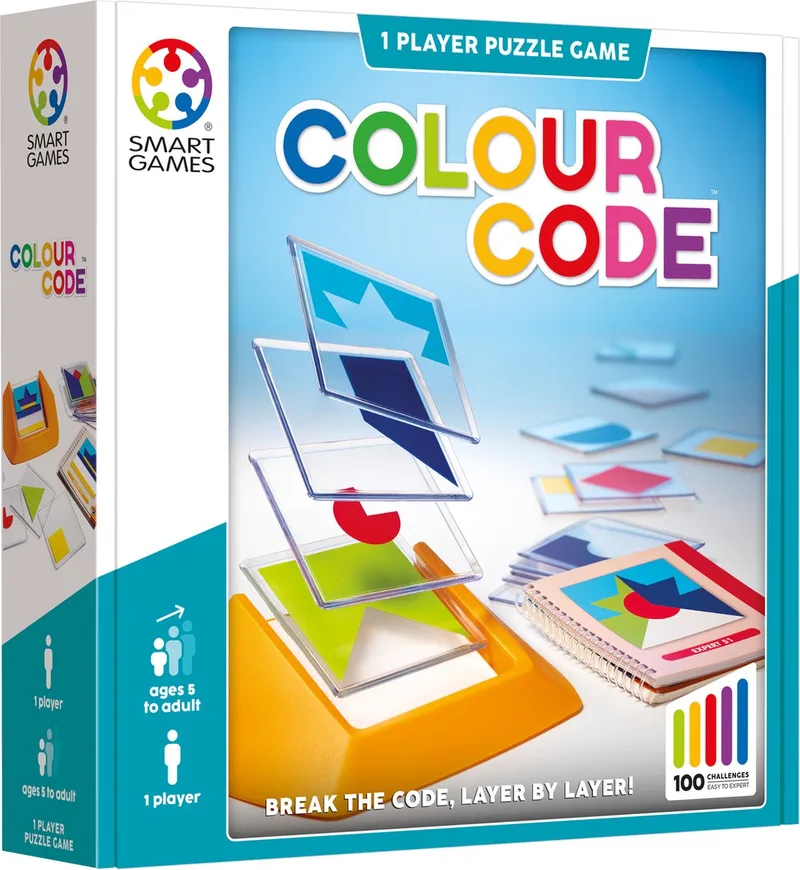 Colour Code - Logisch Denkspel - 100 Educatieve Vormen- & Kleurenuitdagingen - Solospel voor Kinderen & Volwassenen - Vanaf 5 Jaar fra SmartGames – æske