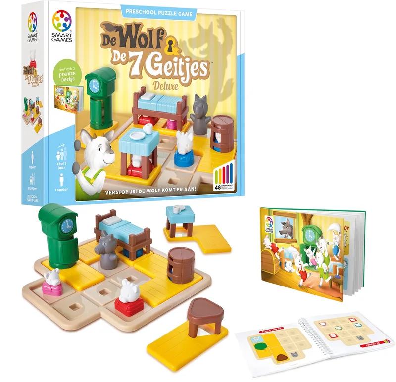 De Wolf en de 7 Geitjes - Logisch Denkspel voor Kleuters & Jonge Kinderen - 48 Opdrachten met Prentenboek - Educatief Solospel - Vanaf 3 Jaar from SmartGames – box