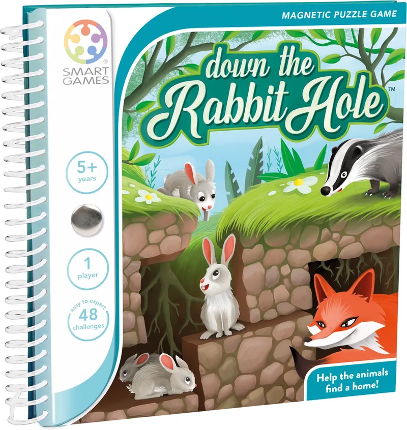 Down the Rabbit Hole - Magnetisch Logisch Denkspel - 48 Educatieve Dierenuitdagingen - Compact Reisspel & Solospel - Vanaf 5 Jaar de SmartGames – boîte
