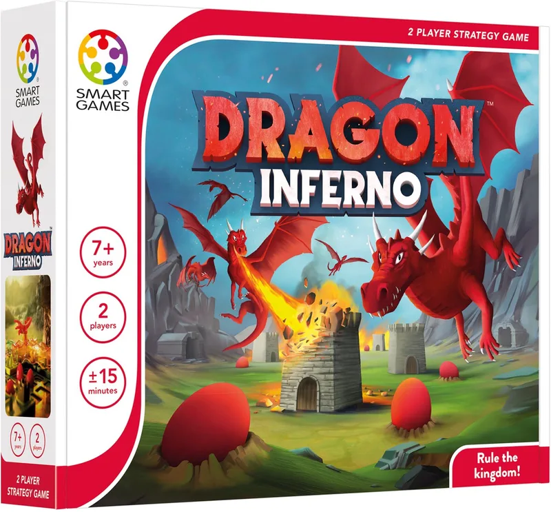 Dragon Inferno - Strategisch Bordspel - Tactisch Legspel voor 2 Spelers - Vanaf 7 Jaar fra SmartGames, Meerkleurig-udgave – æske