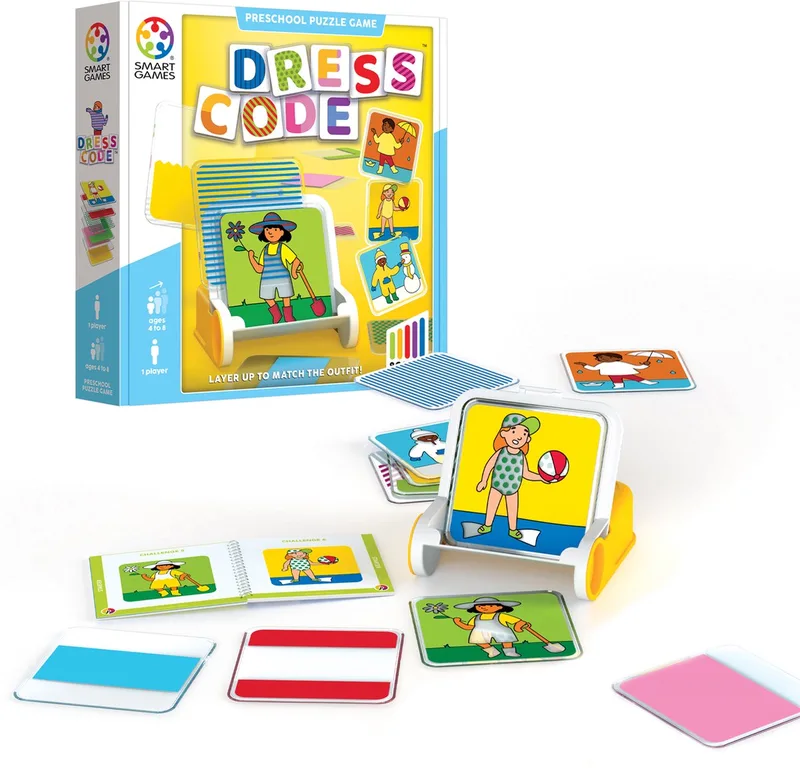 Dress Code - Educatief Logisch Puzzelspel - 80 Uitdagende Opdrachten - Vormen- en Kleurenspel voor Kleuters - Vanaf 4 Jaar van SmartGames, editie Meerkleurig – doos