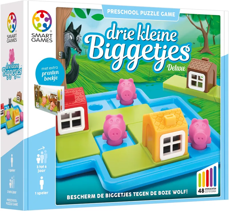 Drie Kleine Biggetjes - Logisch Denkspel voor Kleuters & Jonge Kinderen - 48 Opdrachten met Prentenboek - Educatief Solospel - Vanaf 3 Jaar von SmartGames – Schachtel
