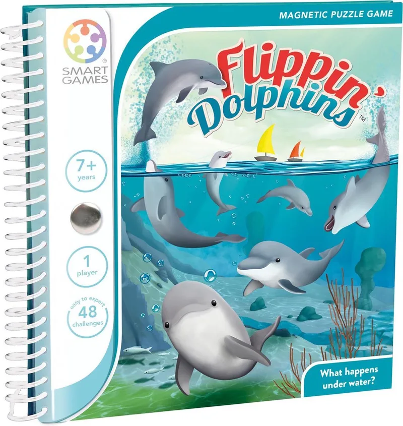 Flippin' Dolphins - Magnetisch Logisch Denkspel - 48 Educatieve Dolfijne Uitdagingen - Compact Reisspel & Solospel - Vanaf 7 Jaar from SmartGames – box