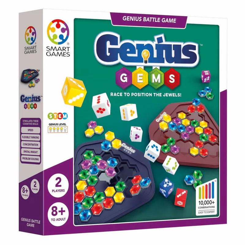 Genius Gems - Snel & Strategisch Denkspel - Meer dan 10.000 Oplossingen - Puzzelspel Voor 1 tot 2 Spelers - Vanaf 8 Jaar from SmartGames – box