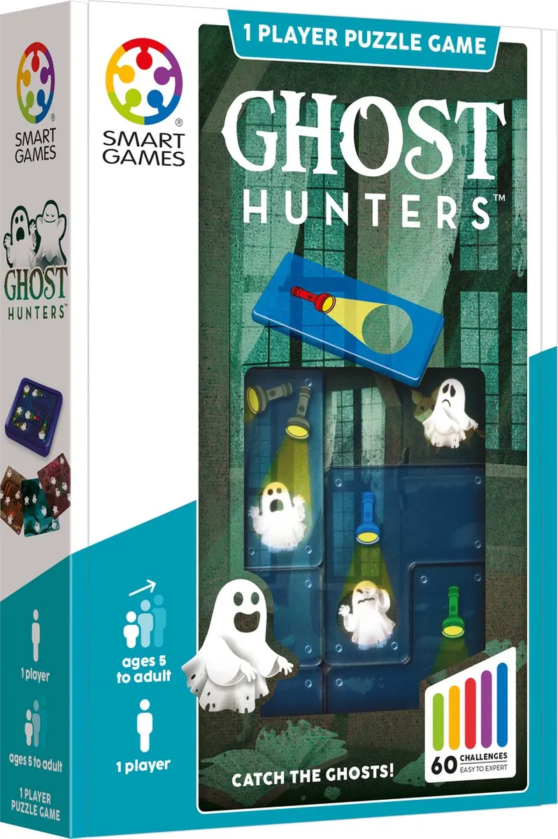 Ghost Hunters - Compact Logisch Denkspel - 60 Educatieve Spokenjager Uitdagingen - Reisspel & Solospel - Vanaf 6 Jaar von SmartGames – Schachtel