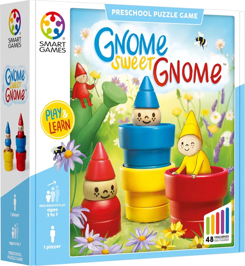 Gnome Sweet Gnome - Houten Logisch Denkspel - 48 Educatieve Zoekuitdagingen - Solospel voor Peuters & Kleuters - Vanaf 3 Jaar from SmartGames, Meerkleurig edition – box