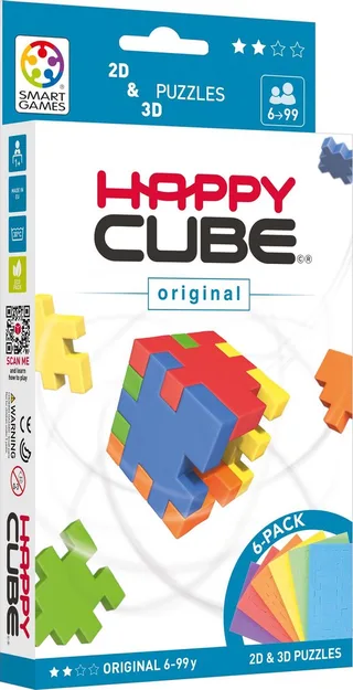 Happy Cube Original - 6 Schaumpuzzels in 2D & 3D - Breinbreker & Bouwstenen met Wereldsteden - Vanaf 5 Jaar tot Volwassen från SmartGames, utgåva Flerfärgad – kartong 1 av 2