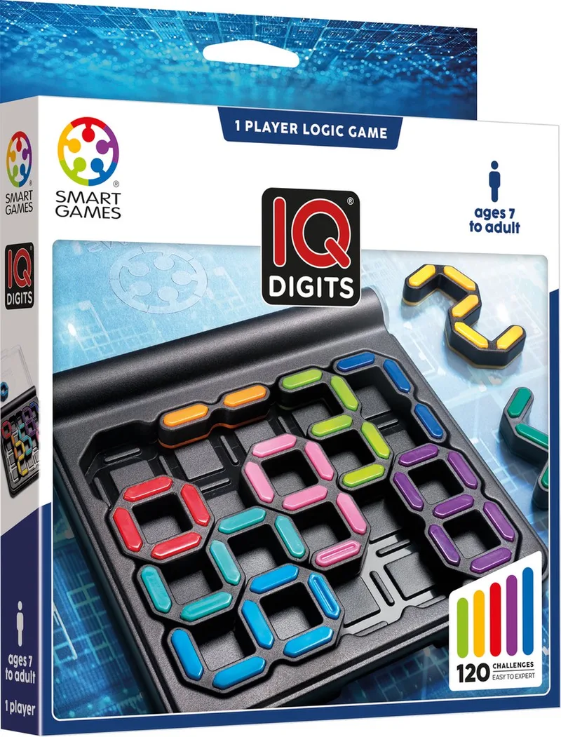 IQ Digits - Logisch Denkspel & Reispuzzel - 120 Opdrachten met Cijfers en Sommen - Educatief Solospel - Vanaf 7 Jaar von SmartGames – Schachtel